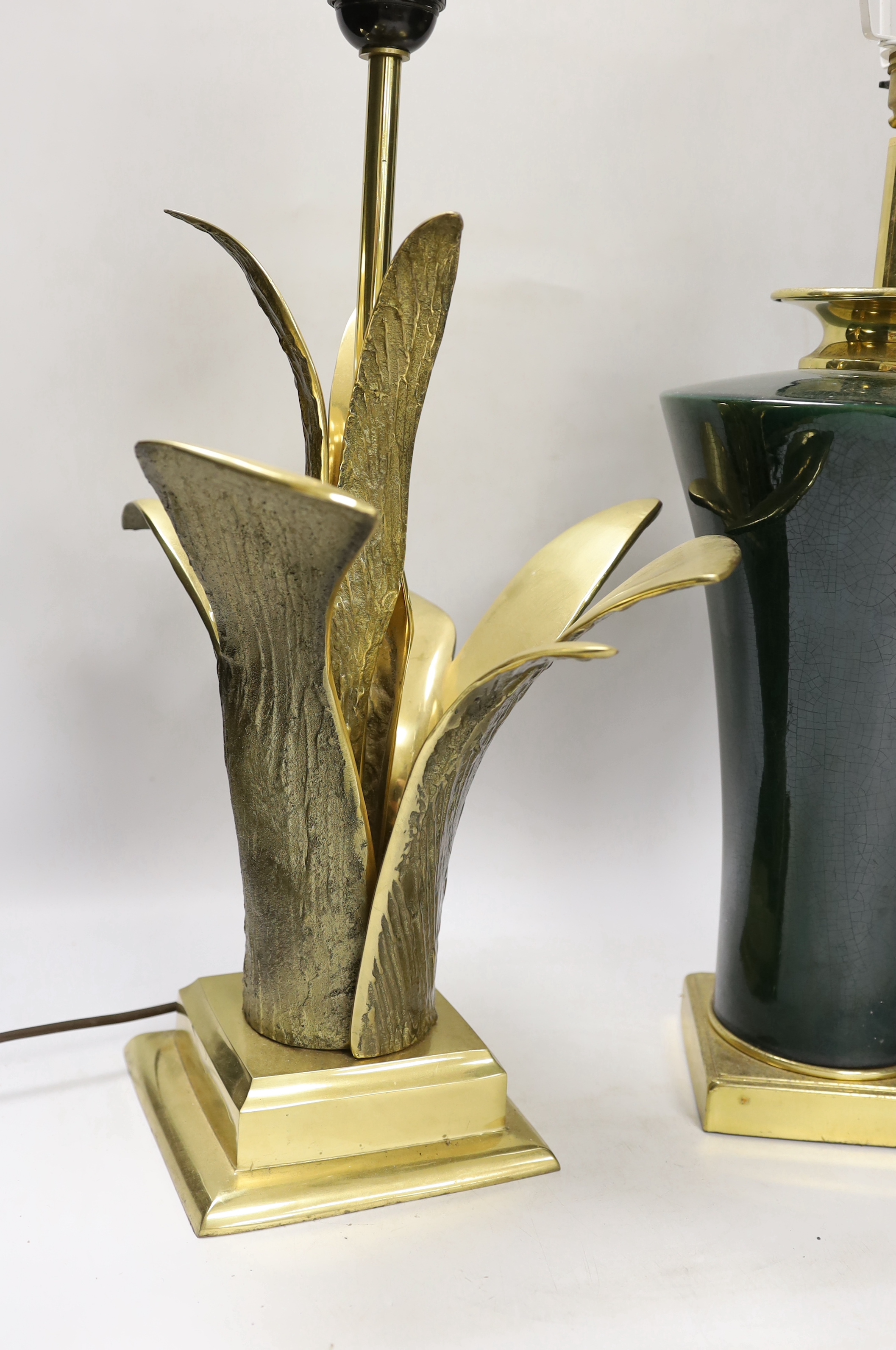 A contemporary bronze ‘Lily’ table lamp and one other